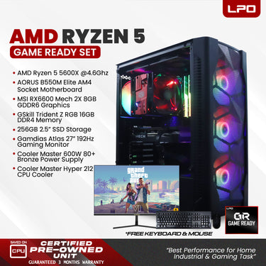 Gaming Desktop Computer AMD Ryzen 5 5600X @4.6Ghz B550M Elite AM4 Socket RX6600 Mech 2x 8GB GDDR6 Trident Z RGB 16GB DDR4 256GB 2.5
