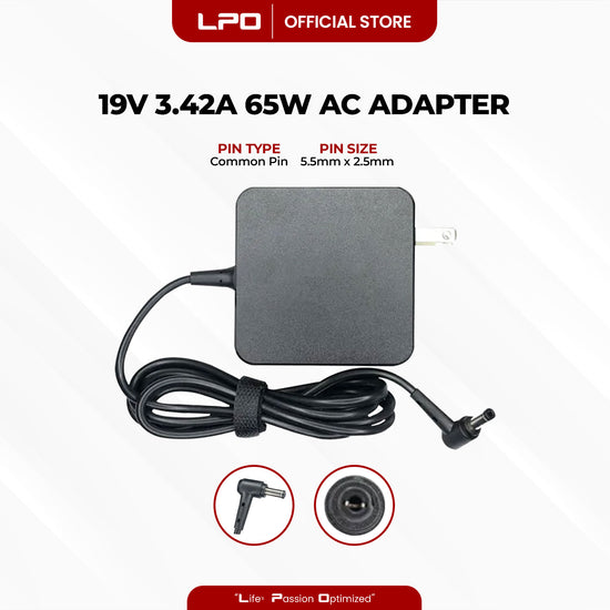 Laptop Charger Asus 19V 3.42A 65W	Common Pin 5.5mm x 2.5mm Compatible with Asus X452M, X452MJ, X452E, A55OC