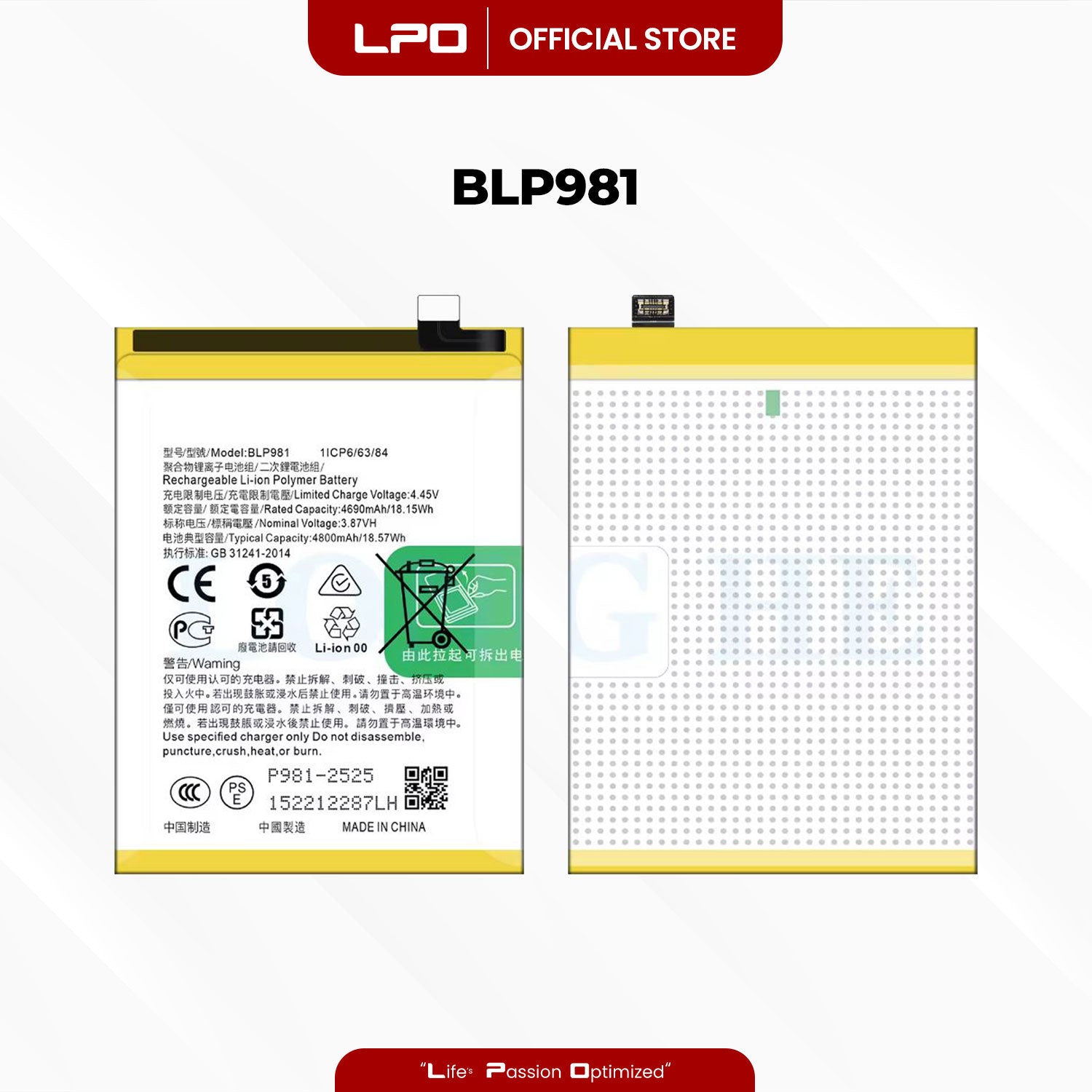Cellphone Battery	Oppo Reno8 T 5G 2023 BLP981 Compatible with CPH2505