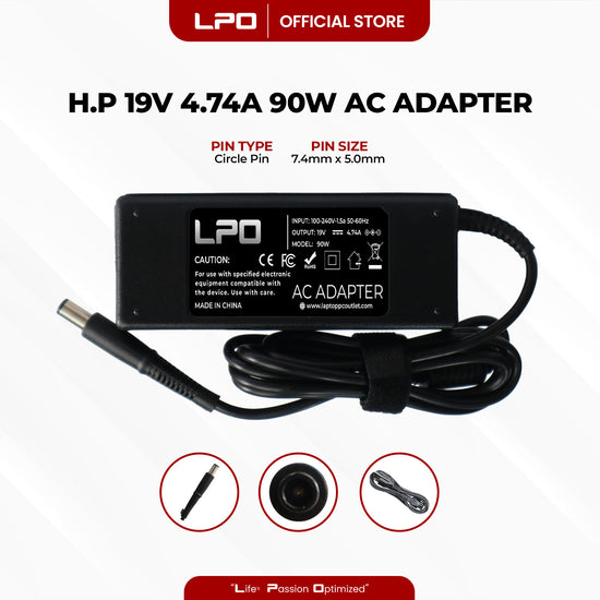 Laptop Charger HP 19V 4.74A 90W	Circle Pin 7.4mm x 5.0mm Compatible with HP ProBook 430