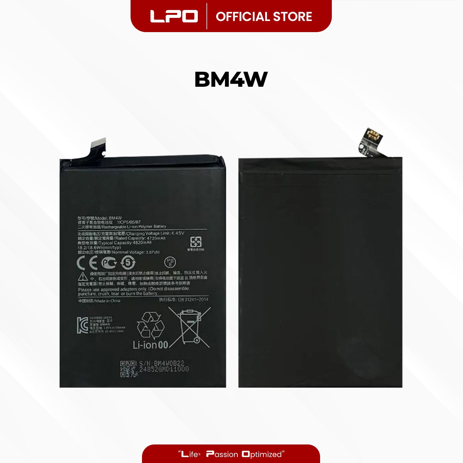 Cellphone Battery Xiaomi Mi 10T Lite 5G 2020 BM4W Compatible with Xiaomi Mi 10T Lite 5G 2020, M2007J17G - LPO Laptop PC-Outlet