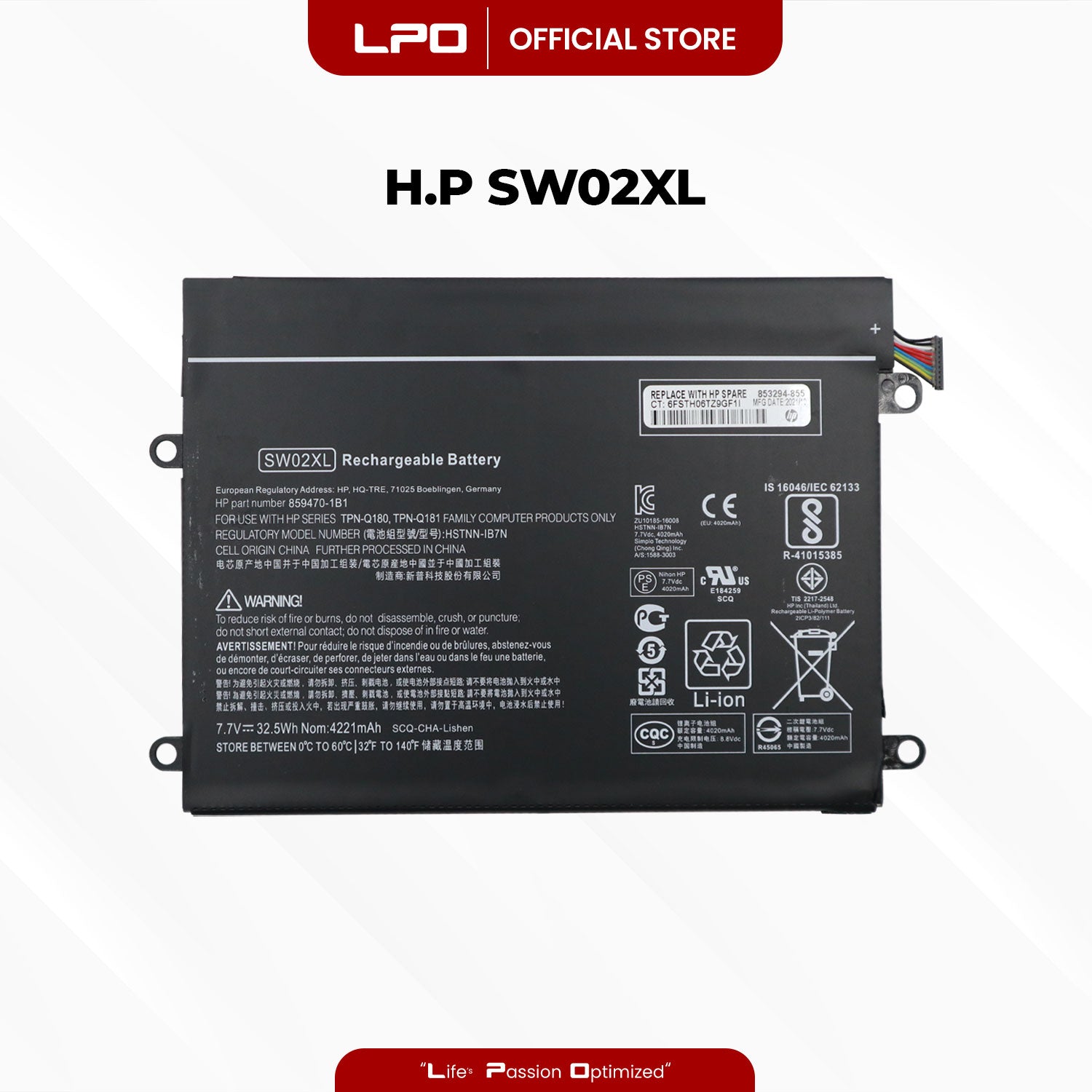Laptop Battery SW02XL HP SW02XL HSTNN-IB7N Series HP x2 210 G2, x2 210 G2 (L5H41EA)