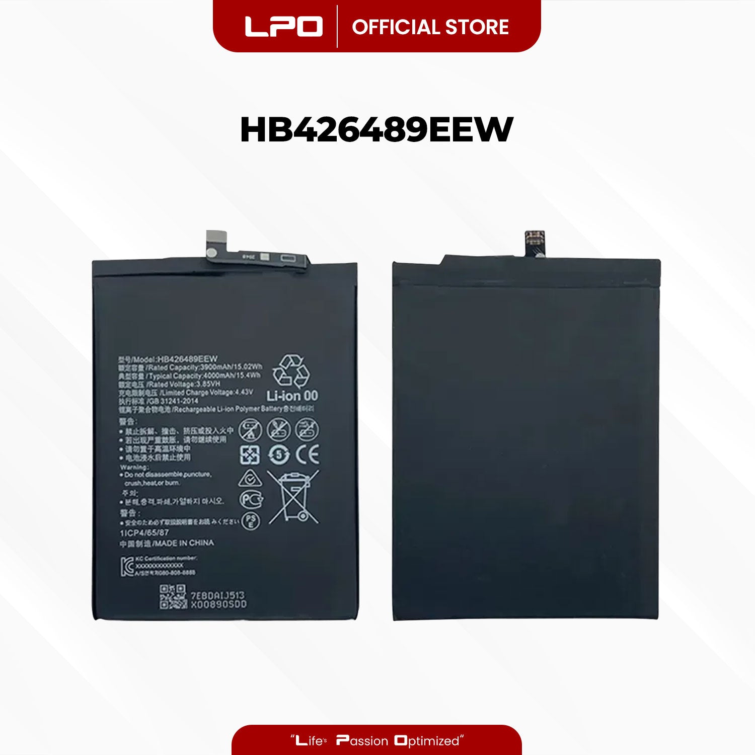 Cellphone Battery	Huawei Y8P 2020	HB426489EEW Compatible with AQM-LX1