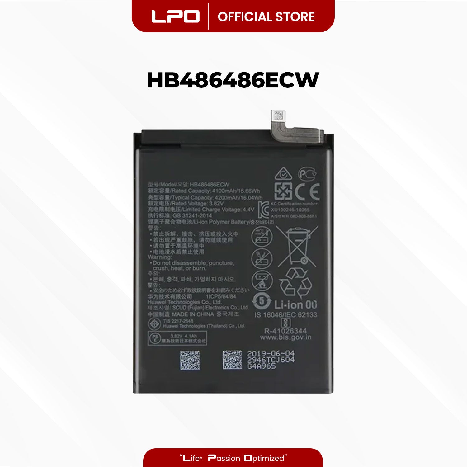 Cellphone Battery Huawei Mate 20 Pro 2018 / P30 Pro HB486486ECW Compatible with LYA-L09
