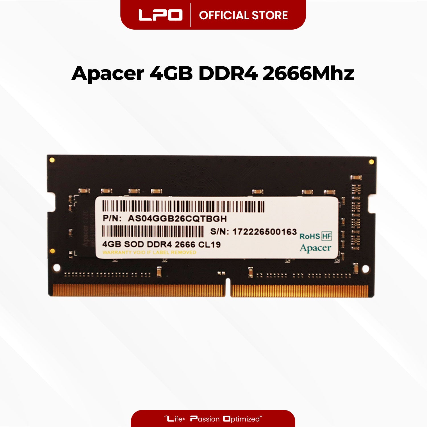 Apacer 4GB DDR4 2666Mhz SODIMM for Laptop RAM