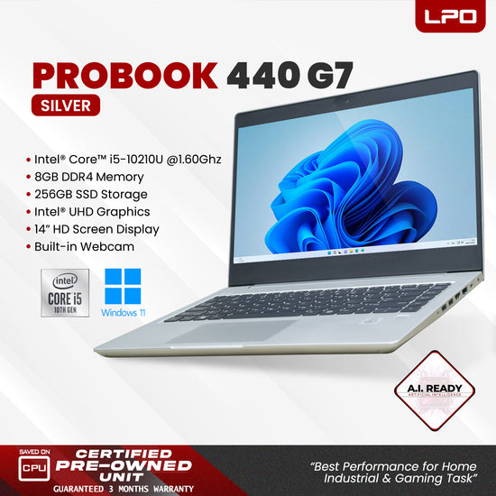 Laptop HP PROBOOK 440 G7 Intel Core i5-10210U 1.60Ghz 8GB DDR4 256GB SSD Intel UHD Graphics 14.0