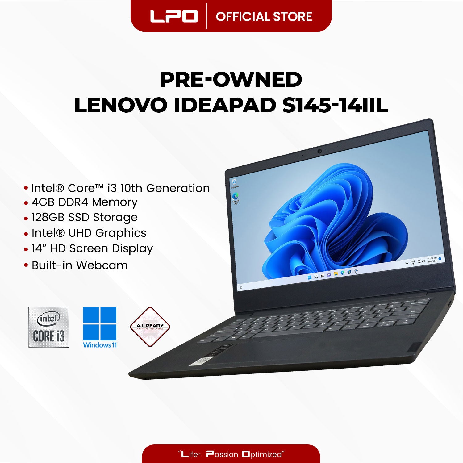 GR Bundle sale Pre-owned Lenovo S145-14IIL Wall Mount Brackets NB F160 Power Socket T09 Laptop Bag GR Extended Gaming Mouse Pad Wired Mouse LPO Usb Flash Drive HDMI to HDMI Cable Pre-owned Headphone