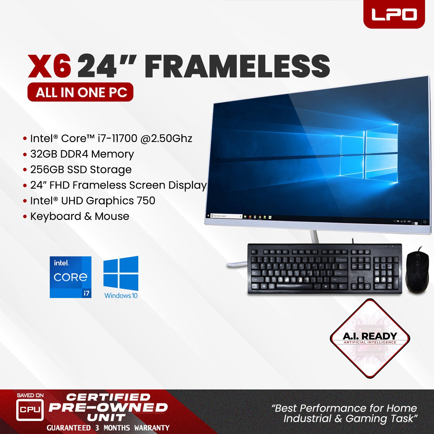 Hailan X6 All in One PC Intel Core i7-11700 2.50Ghz 32GB DDR4 256GB SSD 24