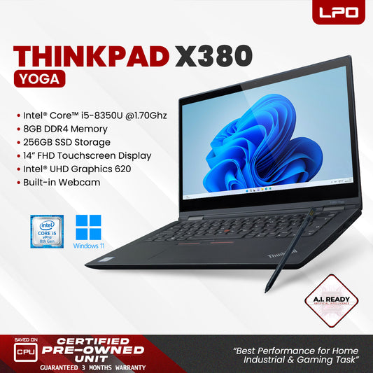 Laptop Lenovo Thinkpad X380 Yoga Intel Core i5-8350U 1.70Ghz 8GB DDR4 256GB SSD Intel UHD 620 14.0" FHD Touchscreen
