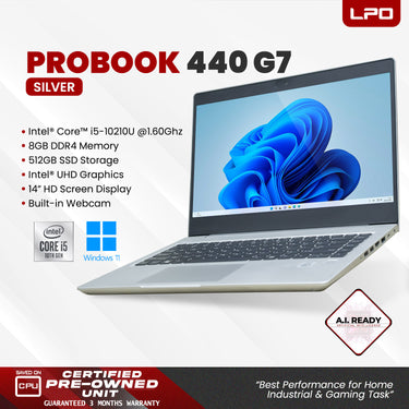 Laptop HP Probook 440 G7 Intel Core i5-10210U 1.60Ghz 8GB DDR4 512GB SSD Intel UHD Graphics 14.0