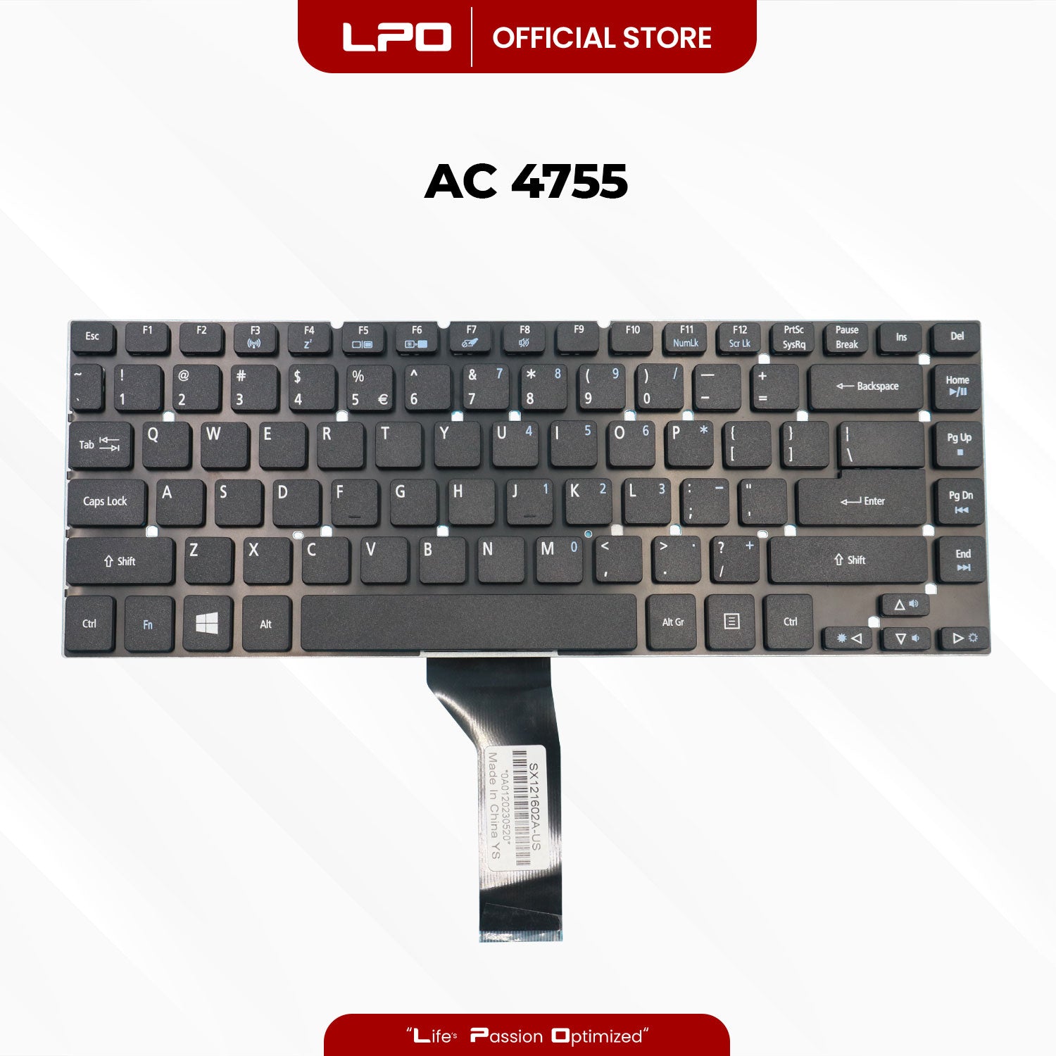 Laptop Keyboard ACER 4755 Internal Type / Panel Black US Compatible with Acer Aspire E5-411