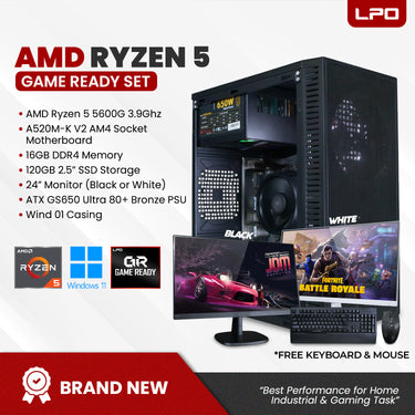 Gaming Desktop Computer AMD Ryzen 5 5600G A520M-K V2 AM4 Socket 16GB DDR4 120GB 2.5