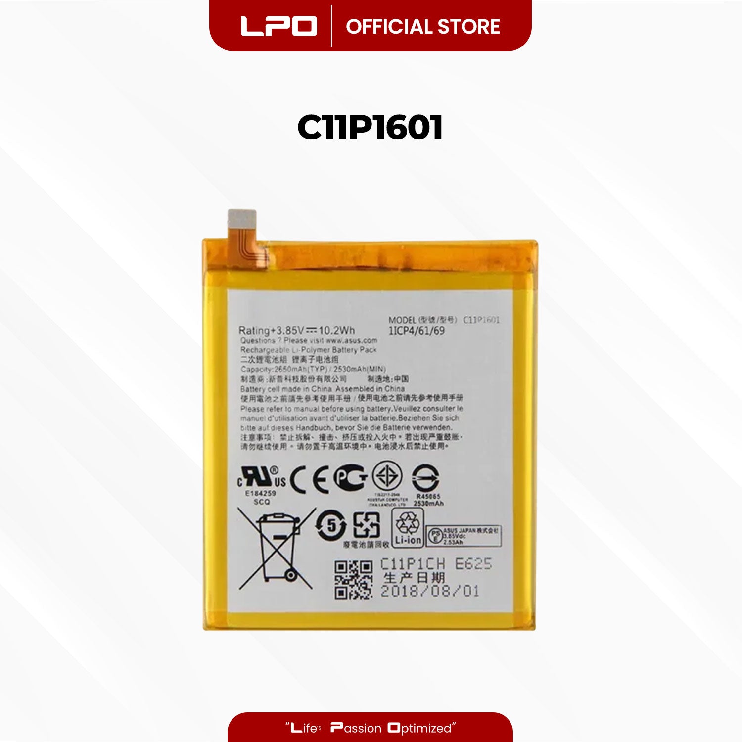 Cellphone Battery Asus Zenfone 3 ZE520KL 2016 C11P1601 Compatible with Z017DB, Z017D