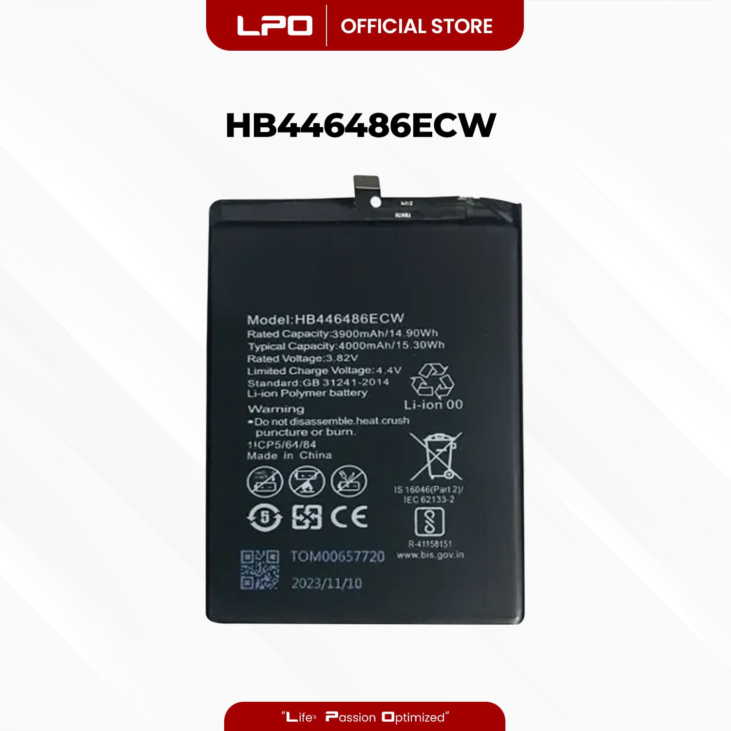 Cellphone Battery	HuaweI Y9 Prime 2019AD HB446486ECW Compatible with Huawei P Smart Pro, Y9s, Mate P20 Lite - LPO Laptop PC-Outlet