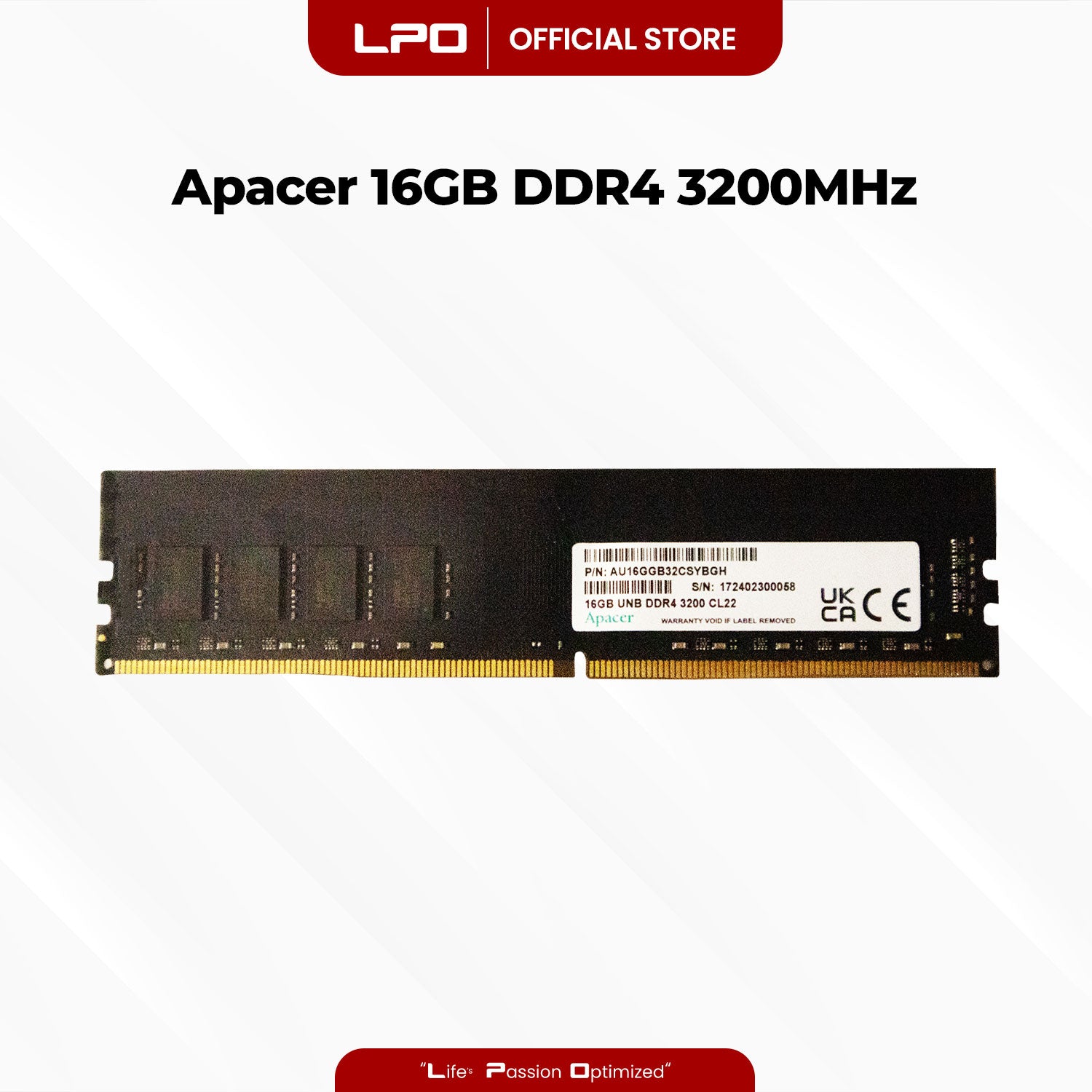 Apacer 16GB DDR4 3200Mhz DIMM for Desktop RAM