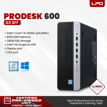 LPO ProDesk 600 G3 SFF Intel Core i5-6500U 3.20Ghz 8Gb DDR4 128GB SSD Intel HD Graphics 530 Display And VGA Port