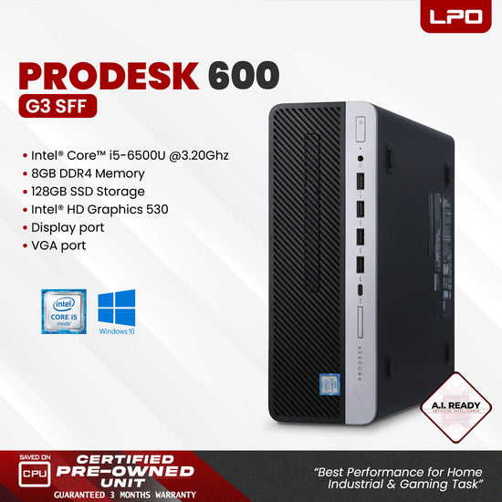 LPO ProDesk 600 G3 SFF Intel Core i5-6500U 3.20Ghz 8Gb DDR4 128GB SSD Intel HD Graphics 530 Display And VGA Port