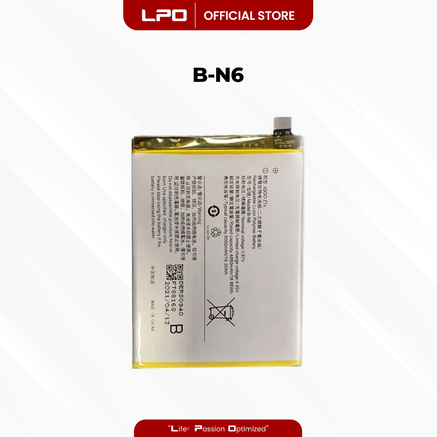 Cellphone Battery Vivo iQOO Z1x 2020 B-N6 Compatible with V2012A - LPO Laptop PC-Outlet