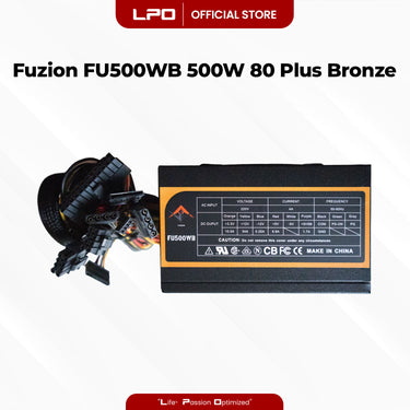Fuzion FU500WB 500W 80+ Bronze RGB Power Supply True-Rated High Performance PSU For CPU Desktop PC Computer