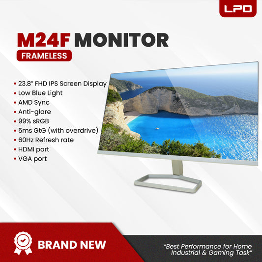 LPO HP M24F 24" FHD IPS 1920 x 1080 FHD 60Hz 5ms GtG (Overdrive) HDMI port and VGA port Low Blue Light AMD Free Sync Anti-Glare 99% sRGB