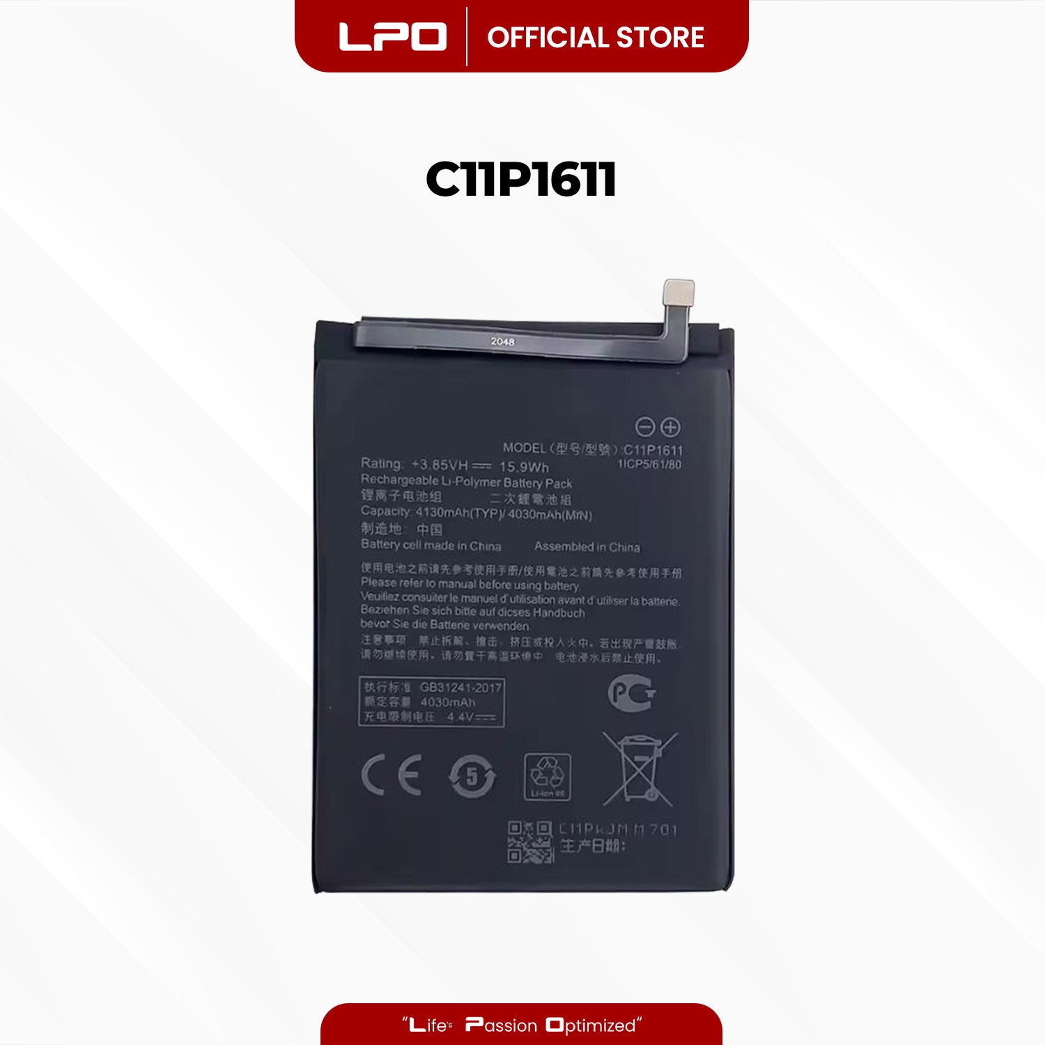 Cellphone Battery Asus Zenfone 3 Max ZC520TL 2016 C11P1611 Compatible with X008D