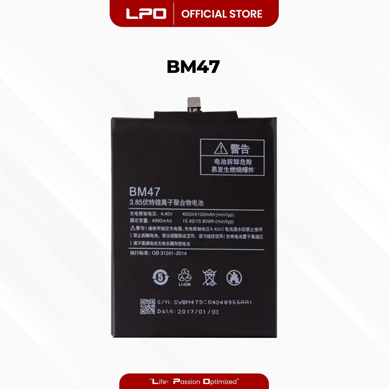 Cellphone Battery Xiaomi Redmi 3S 2016 BM47 Compatible with 2016031 - LPO Laptop PC-Outlet