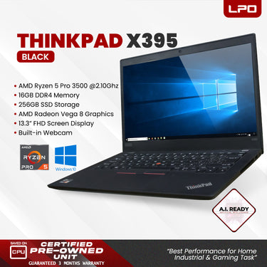 Laptop Lenovo Thinkpad X395 AMD Ryzen 5 Pro 3500 2.10Ghz 16GB DDR4 256GB SSD AMD Radeon Vega 8 13.3