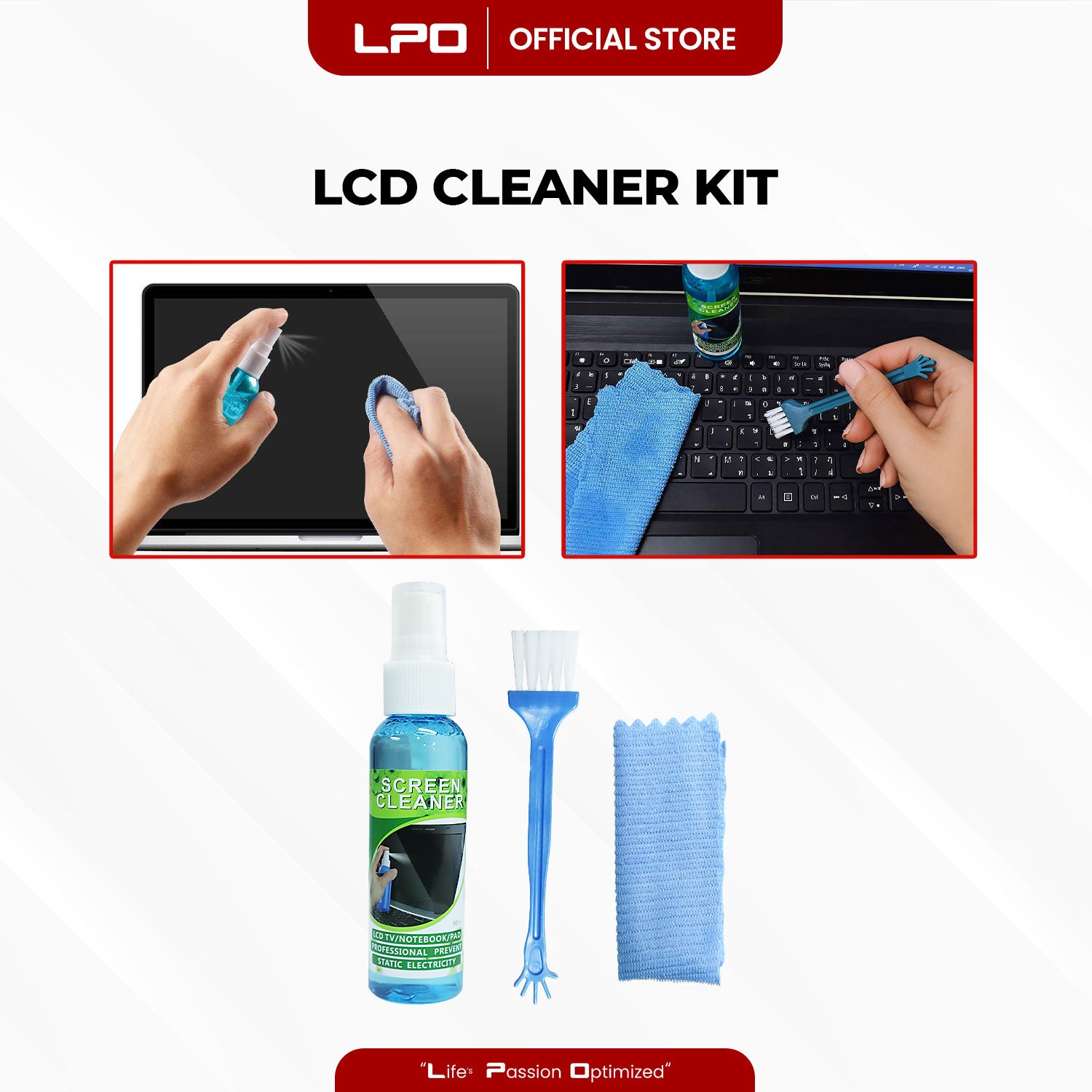 LPO Laptop LCD Cleaning Cleaner Screen Cleaner 3 in 1 For Any Type of LCD Screen