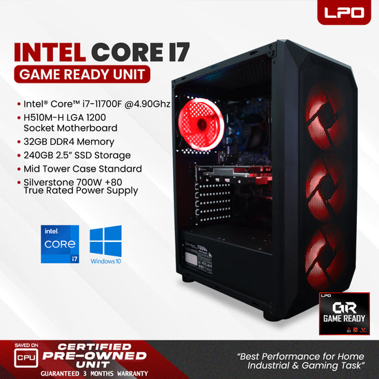 Gaming Unit Intel Core i7-11700F 4.90Ghz H510M-H LGA 1200 Socket Motherboard 32GB DDR4 240GB 2.5