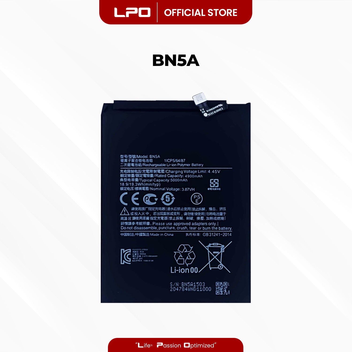 Cellphone Battery Xiaomi Redmi Note 10 5G 2021 BN5A Compatible with Xiaomi Poco M3 Pro 5G, Redmi 10 - LPO Laptop PC-Outlet