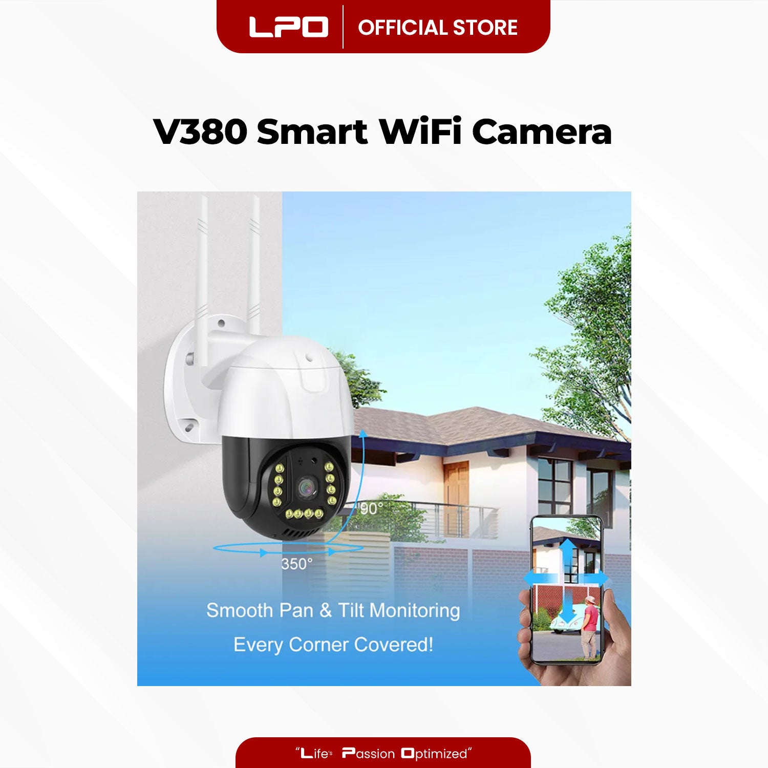 V380 Pro C18PROX-H Smart CCTV Wifi Dome Camera Wireless Connectivity with Two-way Audio, Day/Night Vision, Auto Tracking