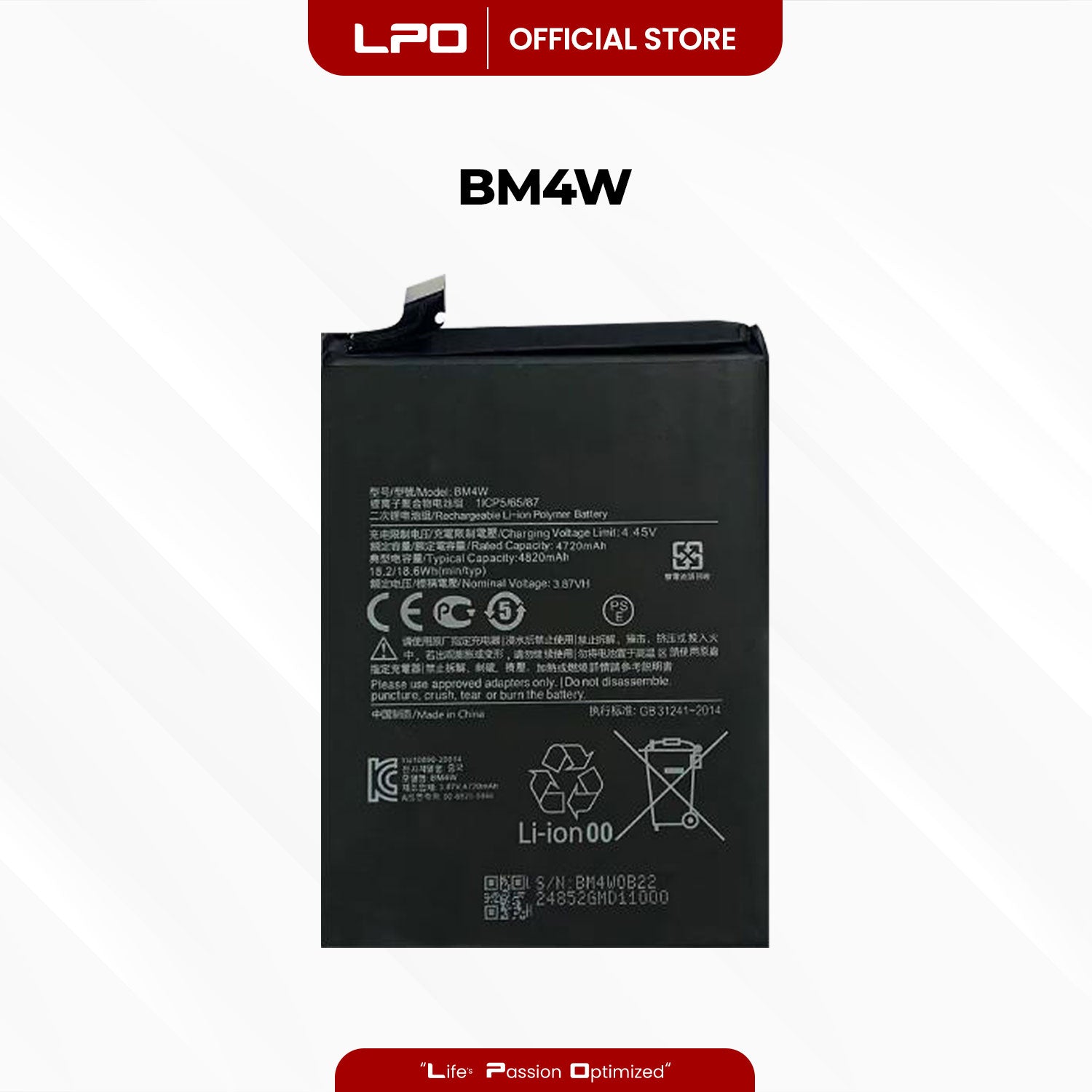 Cellphone Battery Xiaomi Mi 10T Lite 5G 2020 BM4W Compatible with Xiaomi Mi 10T Lite 5G 2020, M2007J17G - LPO Laptop PC-Outlet