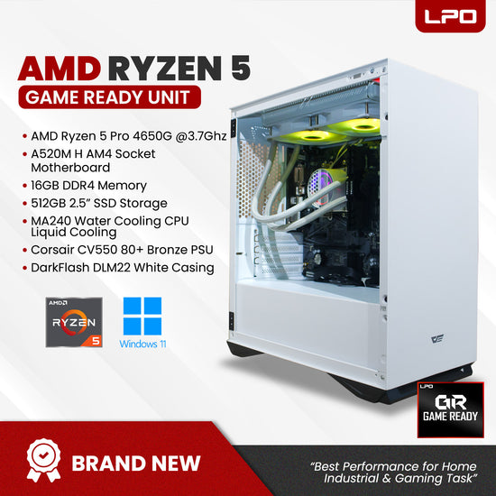 Gaming unit AMD Ryzen 5 Pro 4650G @3.7GHz  Gigabyte A520M H AM4 Socket T-Force 16GB (8x2) DarkZ 3600MHz HKC 512GB SSD 2.5