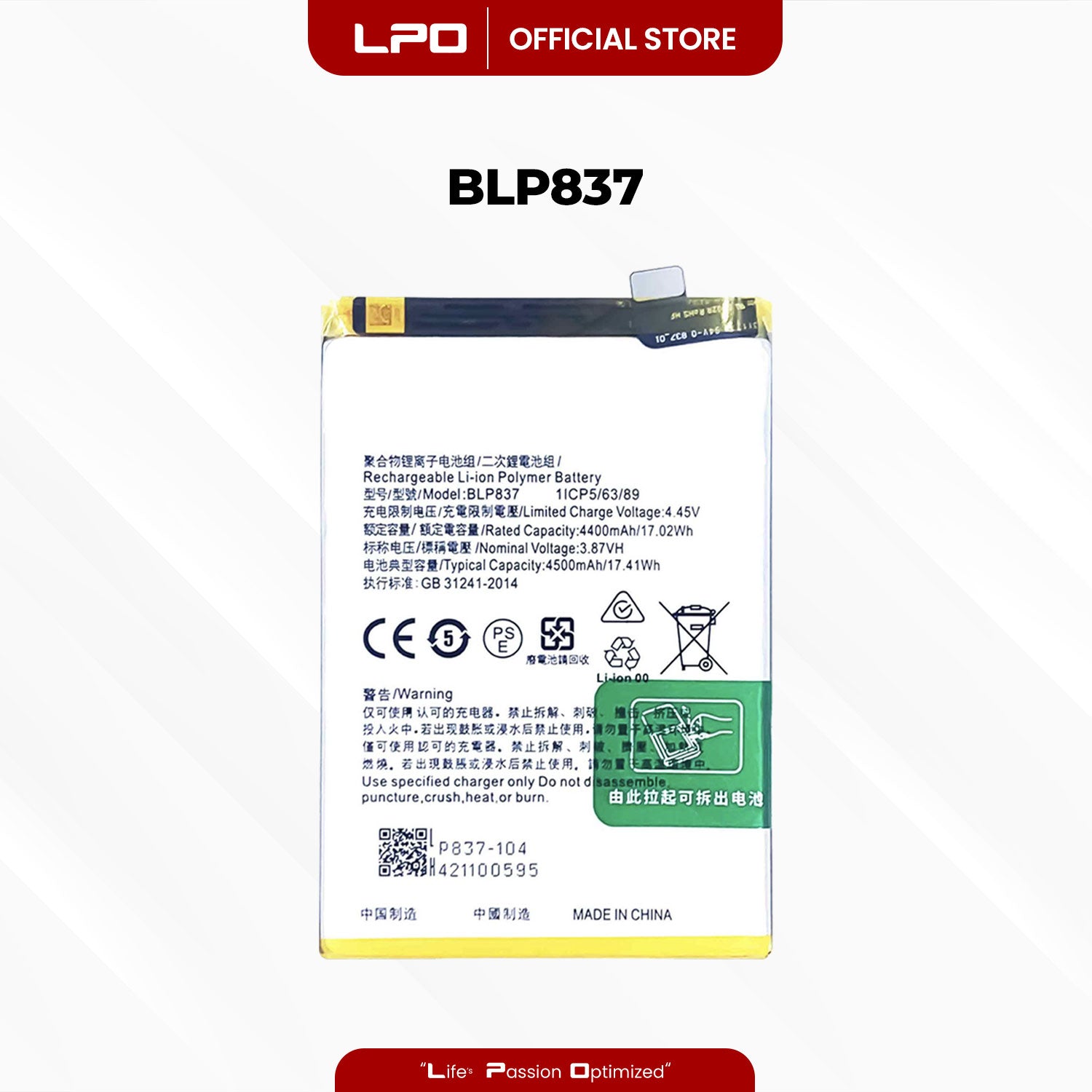 Cellphone Battery	Realme 8 Pro 2021 BLP837 Compatible with Realme 8 Pro 2021, Realme 9 Pro Plus 2022