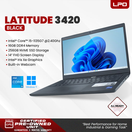 Laptop Dell Latitude 3420 Intel Core i5-1135G7 2.40Ghz 16GB DDR4 256GB NVME SSD Intel Iris Xe 14.0