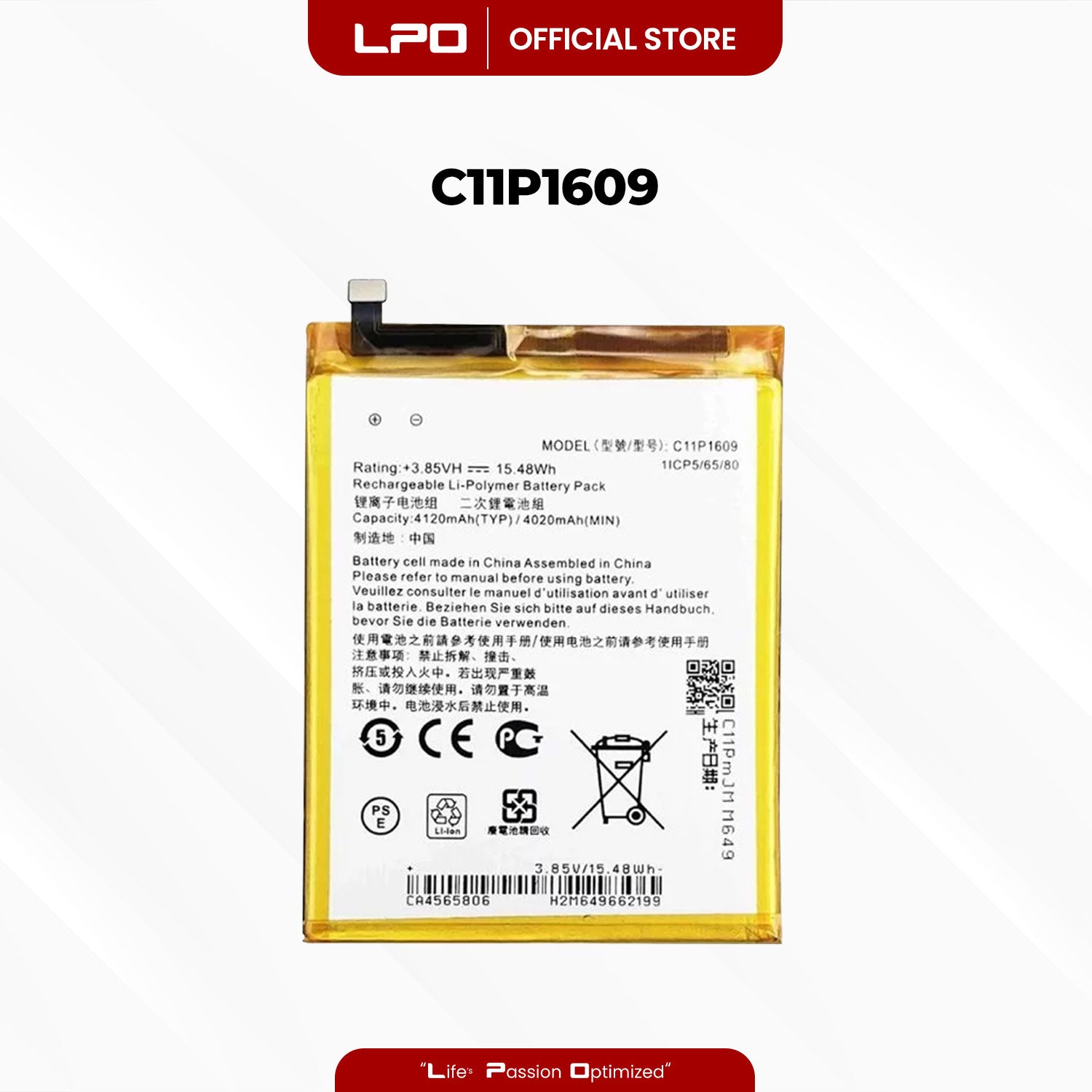 Cellphone Battery	Asus Zenfone 3 Max ZC553KL 2016 C11P1609 Compatible with X00DDB