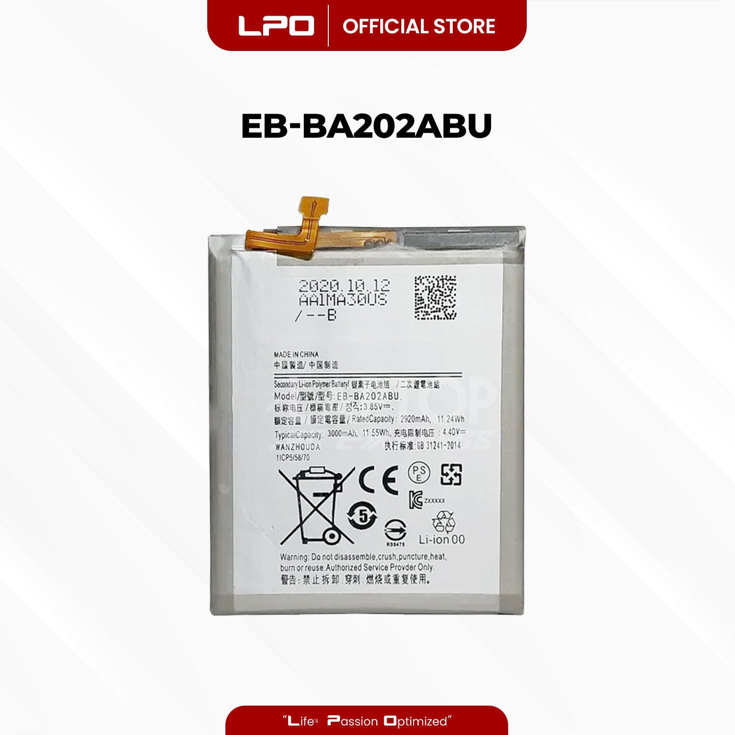 Cellphone Battery Samsung Galaxy A20 2019 EB-BA202ABU Compatible with Samsung Galaxy A10e, A20e