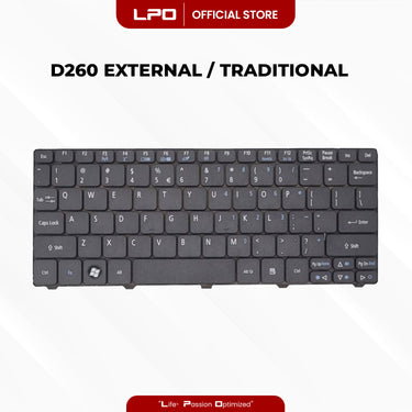 Laptop Keyboard ACER D260 External Type / Traditional Black UK Compatible with Acer Aspire One 521 522 533 D255 D255E D257 D260 D270