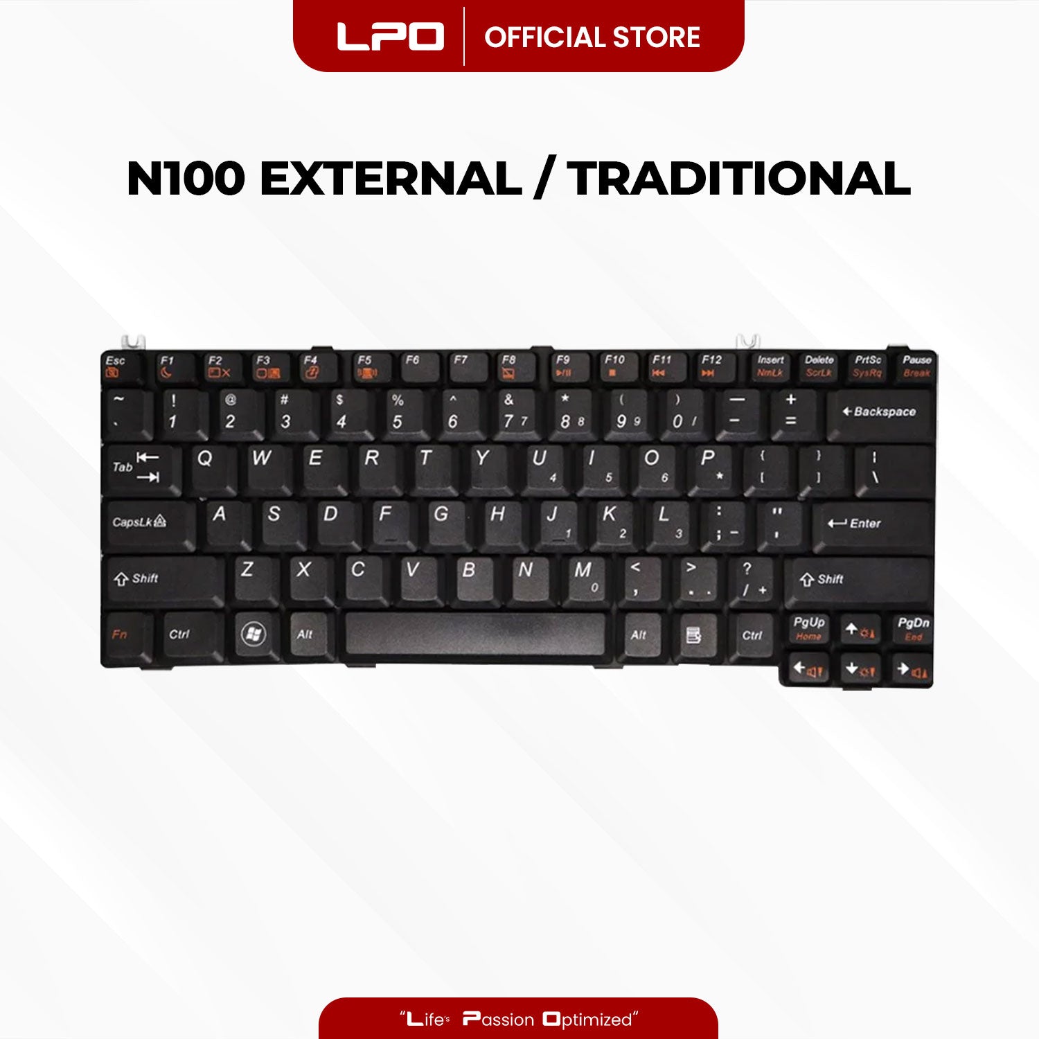 Laptop Keyboard LENOVO N100 External / Traditional Black US Compatible with Lenovo 300 N100