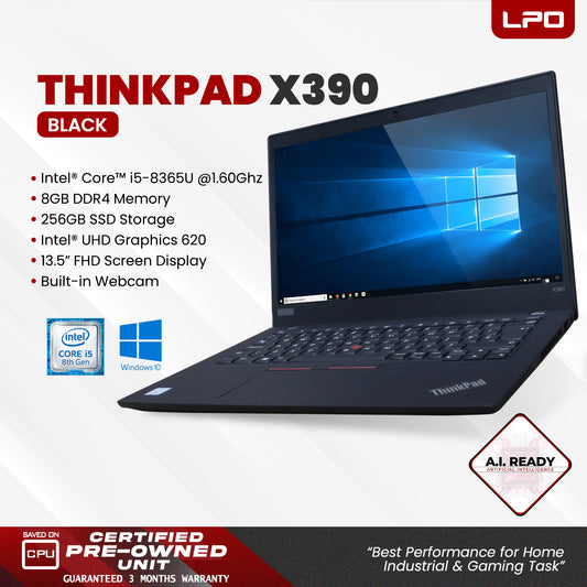 Laptop Lenovo Thinkpad X390 Intel Core i5-8365U 1.60Ghz 8GB DDR4 256GB SSD Intel UHD Graphics 620 13.5" FHD