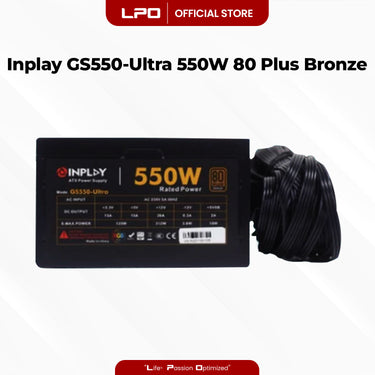 Inplay GS550-Ultra Black 550W 80+ Bronze RGB Power Supply True-Rated High Performance PSU For CPU Desktop PC Computer