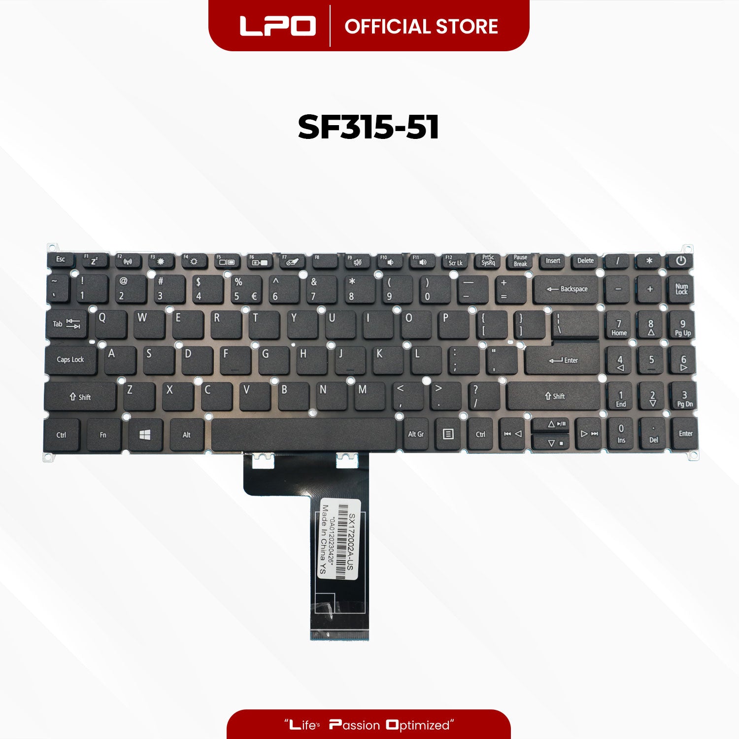 Laptop Keyboard ACER SF315-51 Internal / Panel Black US Compatible with Acer Swift 3 SF315-41