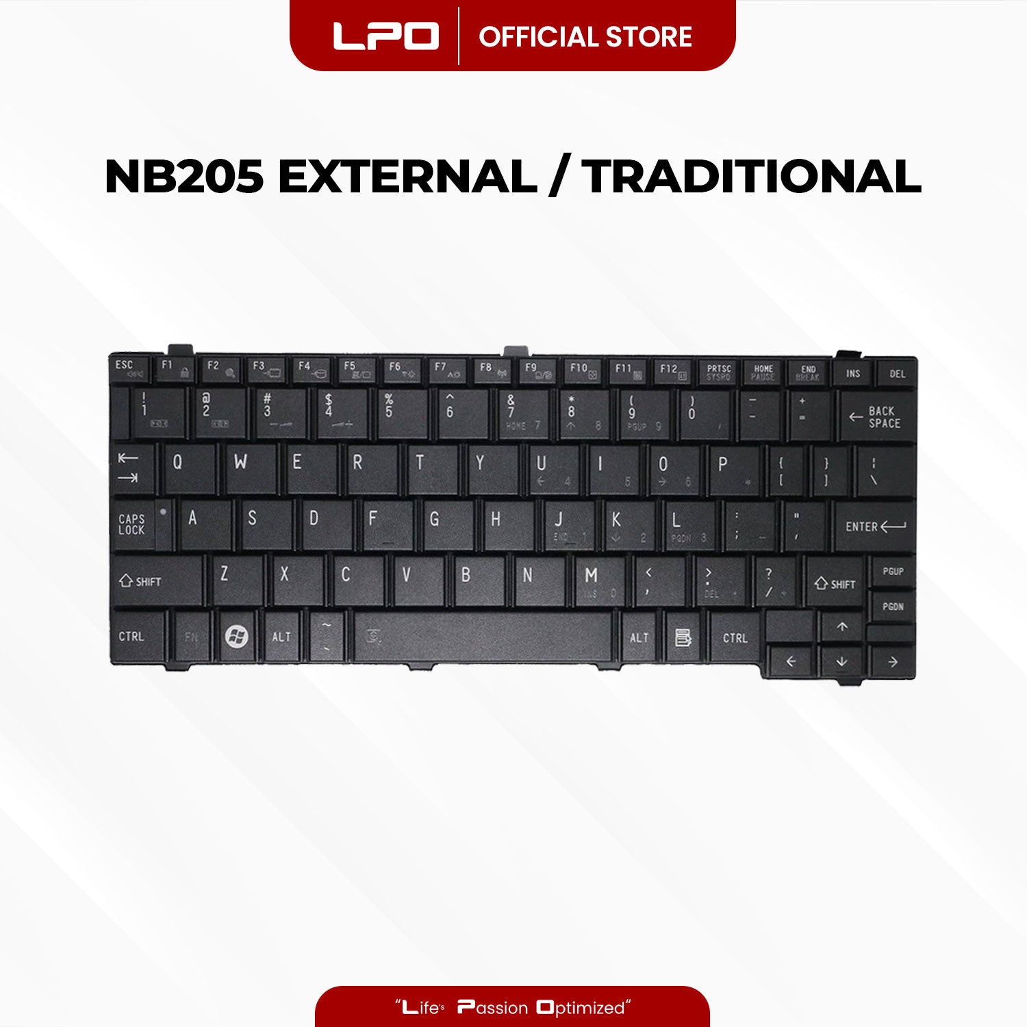 Laptop Keyboard TOSHIBA NB205 External / Traditional Black US Compatible with NB200 NB201 NB202
