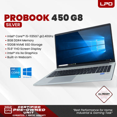 Laptop HP Probook 450 G8 Intel Core i5-1135G7 2.40Ghz 8GB DDR4 512GB NVME SSD Intel Iris Xe 15.6
