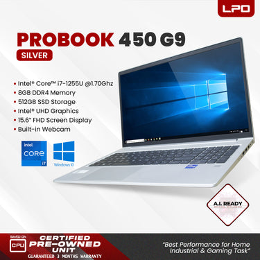 Laptop HP Probook 450 G9 Intel Core i7-1255U 1.70Ghz 8GB DDR4 512GB SSD Intel UHD 15.6