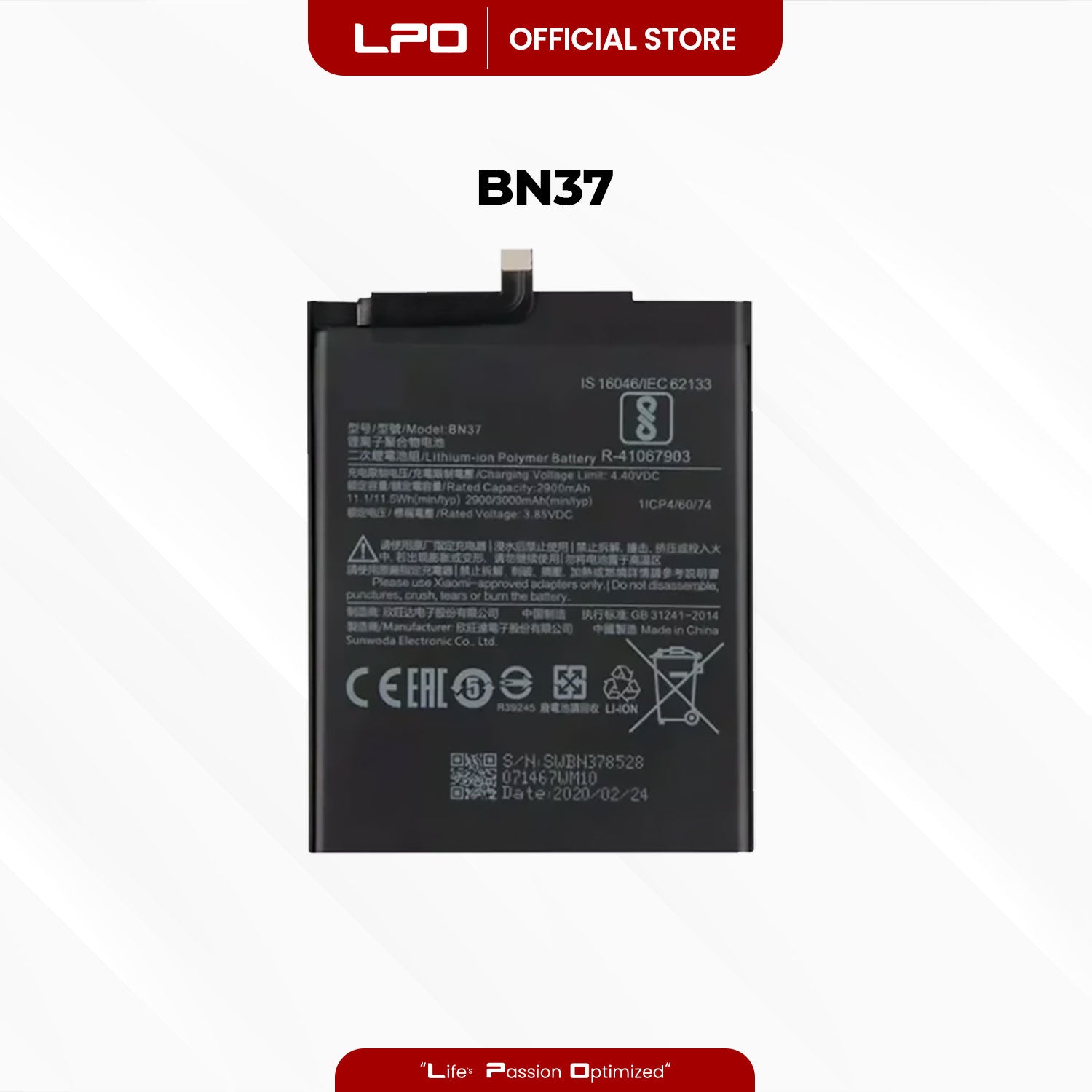 Cellphone Battery Xiaomi Redmi 6A 6 2018 BN37 Compatible with M1804C3CG, M1804C3CH, M1804C3CI - LPO Laptop PC-Outlet