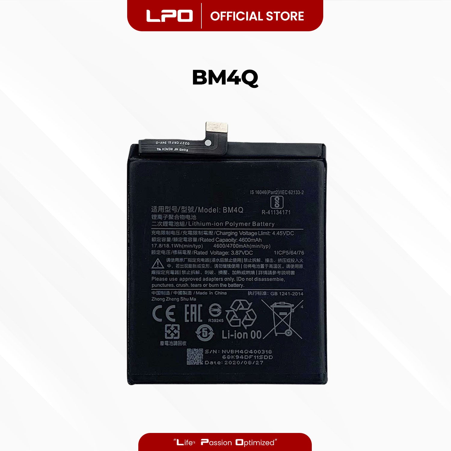 Cellphone Battery Xiaomi Poco F2 Pro 2020 BM4Q Compatible with Xiaomi Redmi K30 Pro 2020 - LPO Laptop PC-Outlet