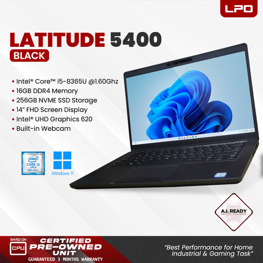 Laptop Dell Latitude 5400 Intel Core i5-8365U 1.60Ghz 16GB DDR4 256GB NVME SSD Intel UHD Graphics 620 14.0" FHD