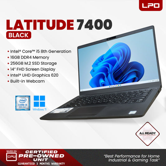 LPO Laptop Dell Latitude 7400 Intel Core i5-8265U 1.60Ghz 16GB DDR4 256GB M.2 SSD Intel UHD 620 14.0" FHD