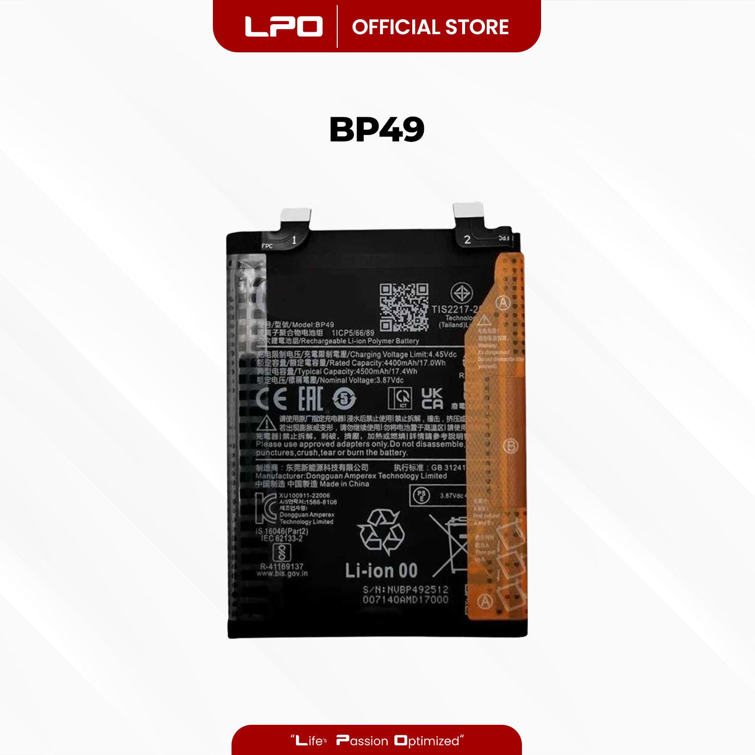 Cellphone Battery Xiaomi Poco F4 2022 ‎BP49 Compatible with 22021211RG, 22021211RI - LPO Laptop PC-Outlet